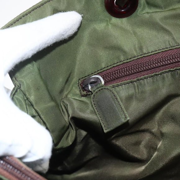 PRADA Hand Bag Nylon Green Auth 170274