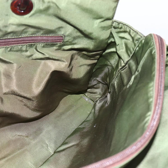 PRADA Hand Bag Nylon Green Auth 170274