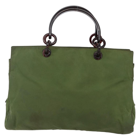 PRADA Hand Bag Nylon Green Auth 170274
