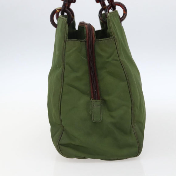 PRADA Hand Bag Nylon Green Auth 170274