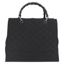GUCCI Bamboo GG Canvas Hand Bag Black Silver 002 1010 2852 Auth 170276-3