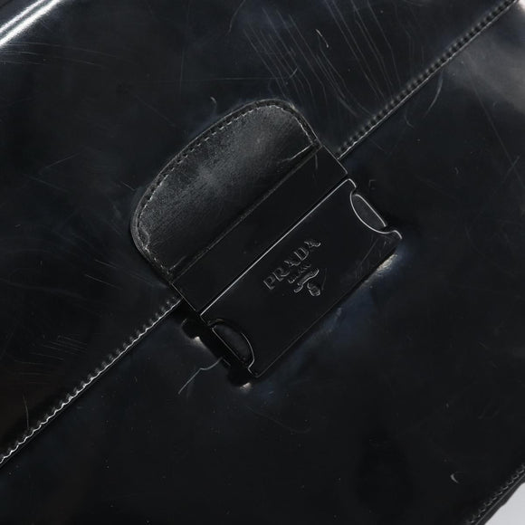 PRADA Hand Bag Patent leather Black Auth 170277