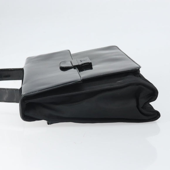 PRADA Hand Bag Patent leather Black Auth 170277