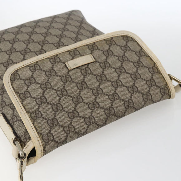 GUCCI GG Supreme Shoulder Bag PVC Beige Gold 223666 Auth 170280