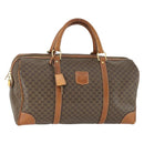 CELINE Macadam Canvas Boston Bag PVC Leather Brown Gold Auth 170283-1