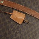 CELINE Macadam Canvas Boston Bag PVC Leather Brown Gold Auth 170283-19