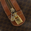 CELINE Macadam Canvas Boston Bag PVC Leather Brown Gold Auth 170283-20