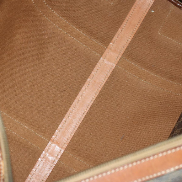 CELINE Macadam Canvas Boston Bag PVC Leather Brown Gold Auth 170283