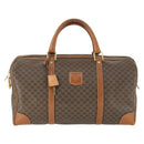 CELINE Macadam Canvas Boston Bag PVC Leather Brown Gold Auth 170283-13