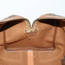 CELINE Macadam Canvas Boston Bag PVC Leather Brown Gold Auth 170283-21