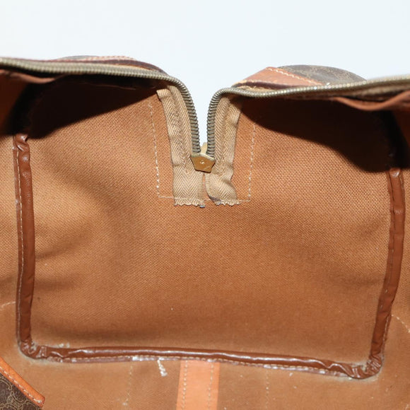 CELINE Macadam Canvas Boston Bag PVC Leather Brown Gold Auth 170283