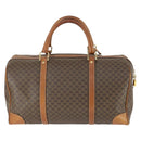 CELINE Macadam Canvas Boston Bag PVC Leather Brown Gold Auth 170283-2