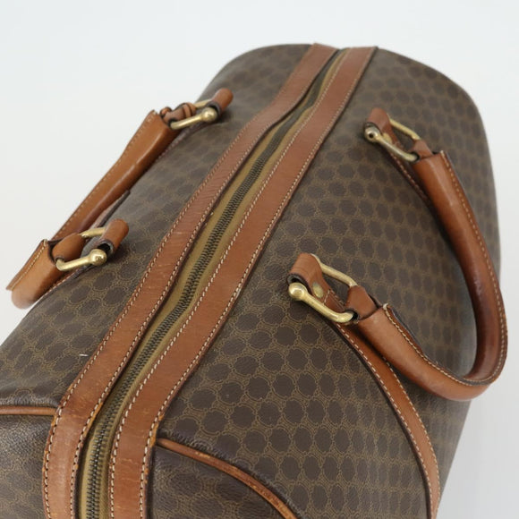 CELINE Macadam Canvas Boston Bag PVC Leather Brown Gold Auth 170283