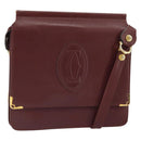 CARTIER Must Line Shoulder Bag Leather Bordeaux Gold Auth 170288-1