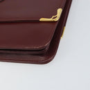 CARTIER Must Line Shoulder Bag Leather Bordeaux Gold Auth 170288-9
