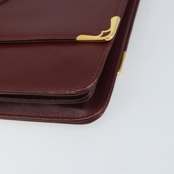 CARTIER Must Line Shoulder Bag Leather Bordeaux Gold Auth 170288