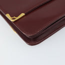 CARTIER Must Line Shoulder Bag Leather Bordeaux Gold Auth 170288-14