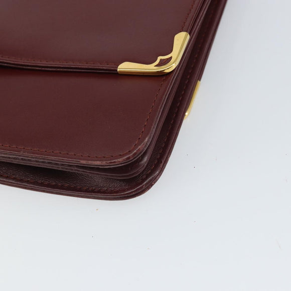 CARTIER Must Line Shoulder Bag Leather Bordeaux Gold Auth 170288