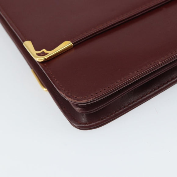 CARTIER Must Line Shoulder Bag Leather Bordeaux Gold Auth 170288