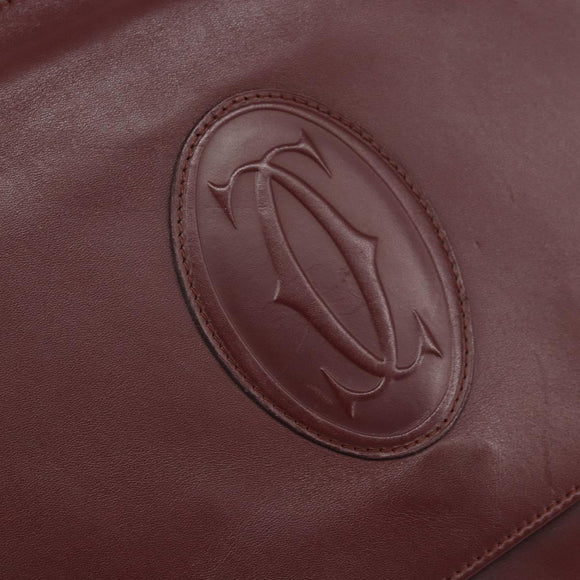 CARTIER Must Line Shoulder Bag Leather Bordeaux Gold Auth 170288