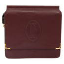 CARTIER Must Line Shoulder Bag Leather Bordeaux Gold Auth 170288-13