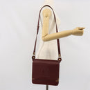 CARTIER Must Line Shoulder Bag Leather Bordeaux Gold Auth 170288-22