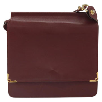 CARTIER Must Line Shoulder Bag Leather Bordeaux Gold Auth 170288 - 0