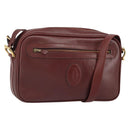 CARTIER Must Line Shoulder Bag Leather Bordeaux Gold Auth 170289-1