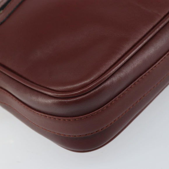CARTIER Must Line Shoulder Bag Leather Bordeaux Gold Auth 170289