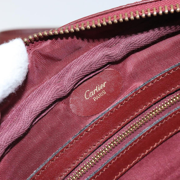 CARTIER Must Line Shoulder Bag Leather Bordeaux Gold Auth 170289