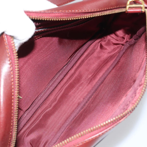 CARTIER Must Line Shoulder Bag Leather Bordeaux Gold Auth 170289