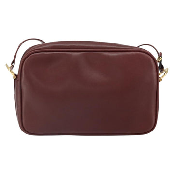 CARTIER Must Line Shoulder Bag Leather Bordeaux Gold Auth 170289 - 0