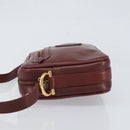 CARTIER Must Line Shoulder Bag Leather Bordeaux Gold Auth 170289-4