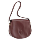 CARTIER Must Line Shoulder Bag Leather Bordeaux Gold Auth 170290-1