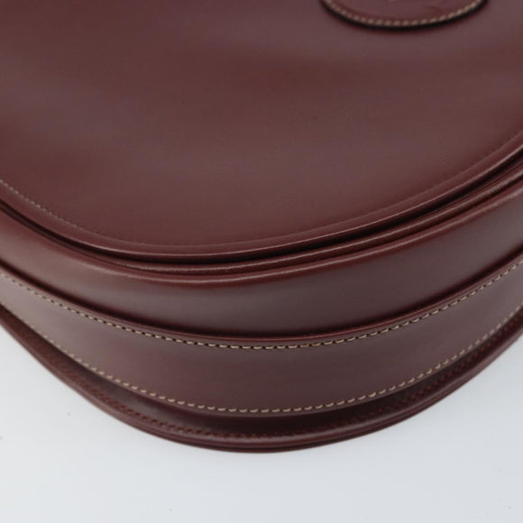 CARTIER Must Line Shoulder Bag Leather Bordeaux Gold Auth 170290