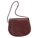 CARTIER Must Line Shoulder Bag Leather Bordeaux Gold Auth 170290-13