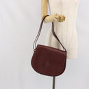 CARTIER Must Line Shoulder Bag Leather Bordeaux Gold Auth 170290-22