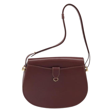 CARTIER Must Line Shoulder Bag Leather Bordeaux Gold Auth 170290 - 0