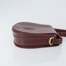 CARTIER Must Line Shoulder Bag Leather Bordeaux Gold Auth 170290-3