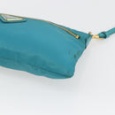 PRADA Shoulder Bag Nylon Light Blue Gold Auth 170291-8