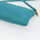 PRADA Shoulder Bag Nylon Light Blue Gold Auth 170291-16