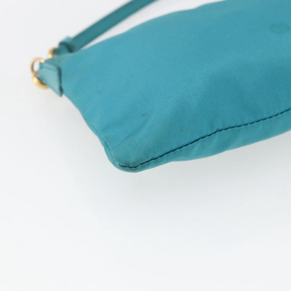 PRADA Shoulder Bag Nylon Light Blue Gold Auth 170291