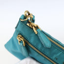 PRADA Shoulder Bag Nylon Light Blue Gold Auth 170291-10