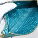 PRADA Shoulder Bag Nylon Light Blue Gold Auth 170291-11