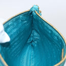 PRADA Shoulder Bag Nylon Light Blue Gold Auth 170291-20
