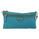 PRADA Shoulder Bag Nylon Light Blue Gold Auth 170291-13