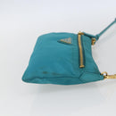 PRADA Shoulder Bag Nylon Light Blue Gold Auth 170291-4