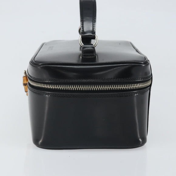 GUCCI Vanity Hand Bag Patent leather Black Silver 032 1956 0150 Auth 170292
