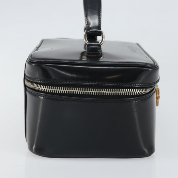 GUCCI Vanity Hand Bag Patent leather Black Silver 032 1956 0150 Auth 170292