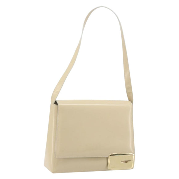 GUCCI Shoulder Bag Patent leather Ivory Gold 001 3444 1812 Auth 170293